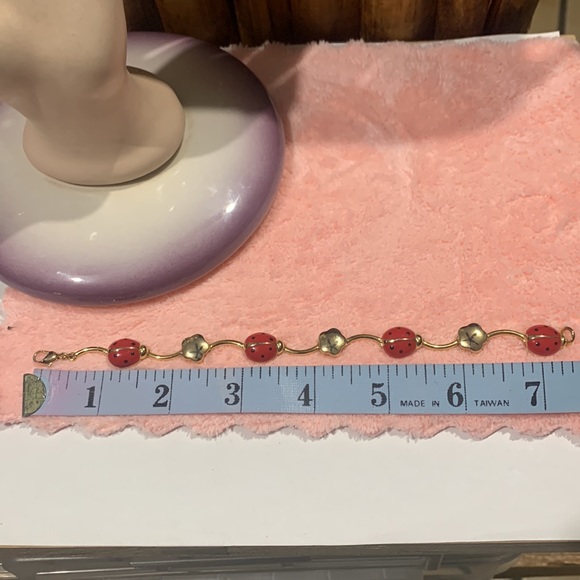 Ladybug Red & Black Enamel  Gold-Tone Bracelet - Picture 5 of 5